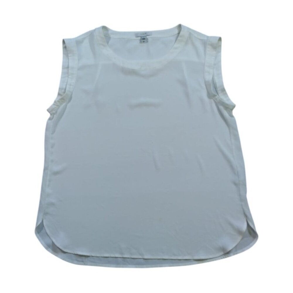 J.Crew Womens White Sleeveless Blouse Size 12 Lightweight Polyester Top.